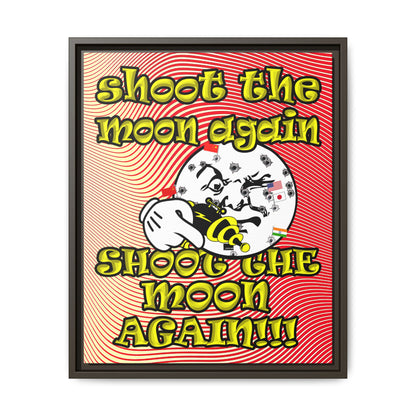 shoot the moon again - framed canvas art (yellow-orange wave)