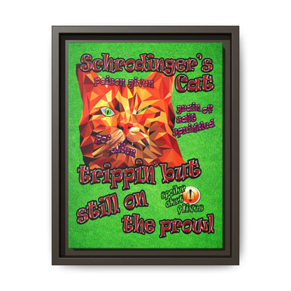 schrodinger's cat - framed canvas art (green turf)