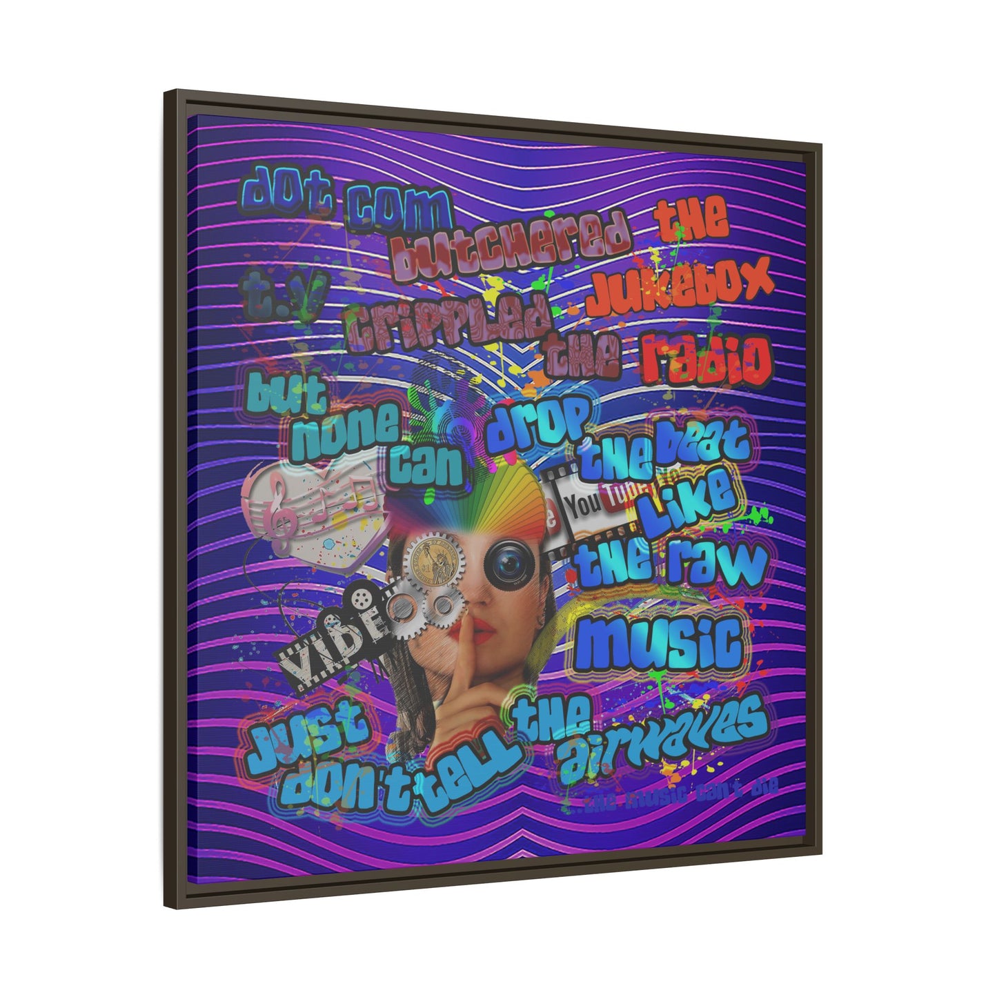 drop the beat - framed canvas art (purple wave)
