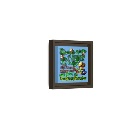 christmas spirits of boston - framed canvas art (light blue)
