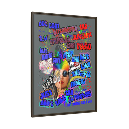 drop the beat - framed canvas art (dark grey)