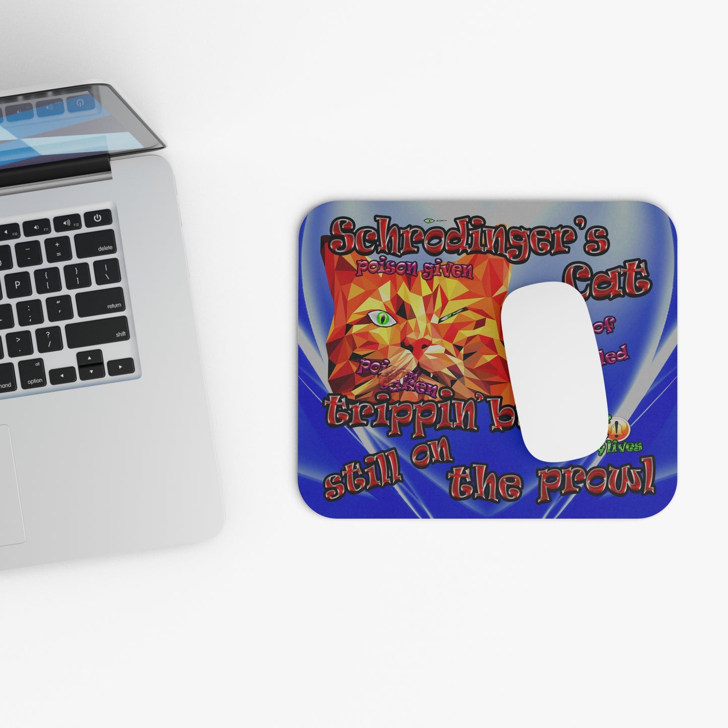 schrodinger's cat - Mouse Pad (Rectangle) (blue-white wave)