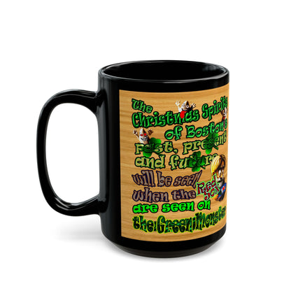 christmas spirits of boston - Black Mug (butterscotch wood finish)