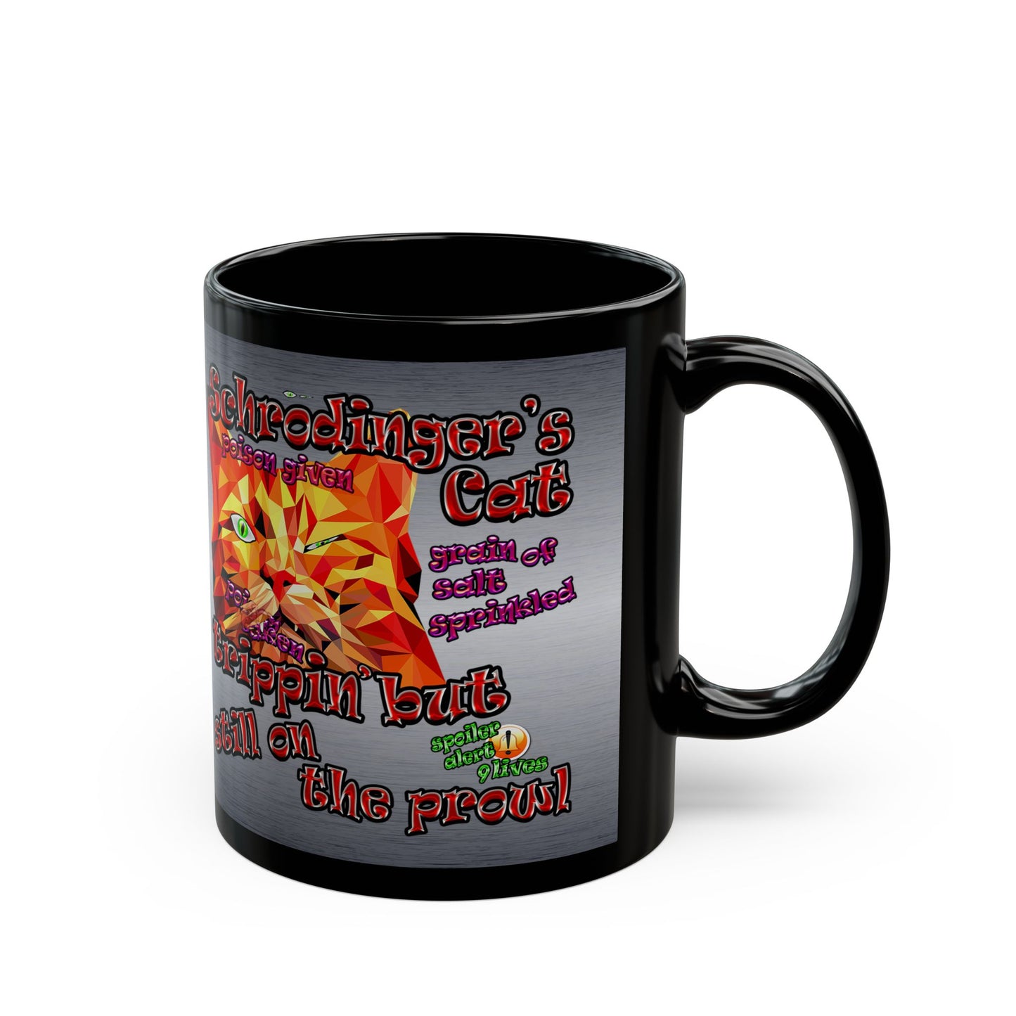 schrodinger's cat - Black Mug (brushed nickel)
