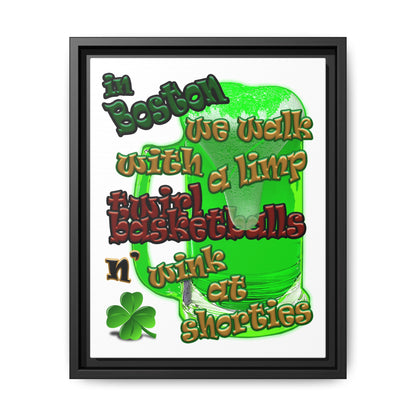 celtics logo - framed canvas art (white)