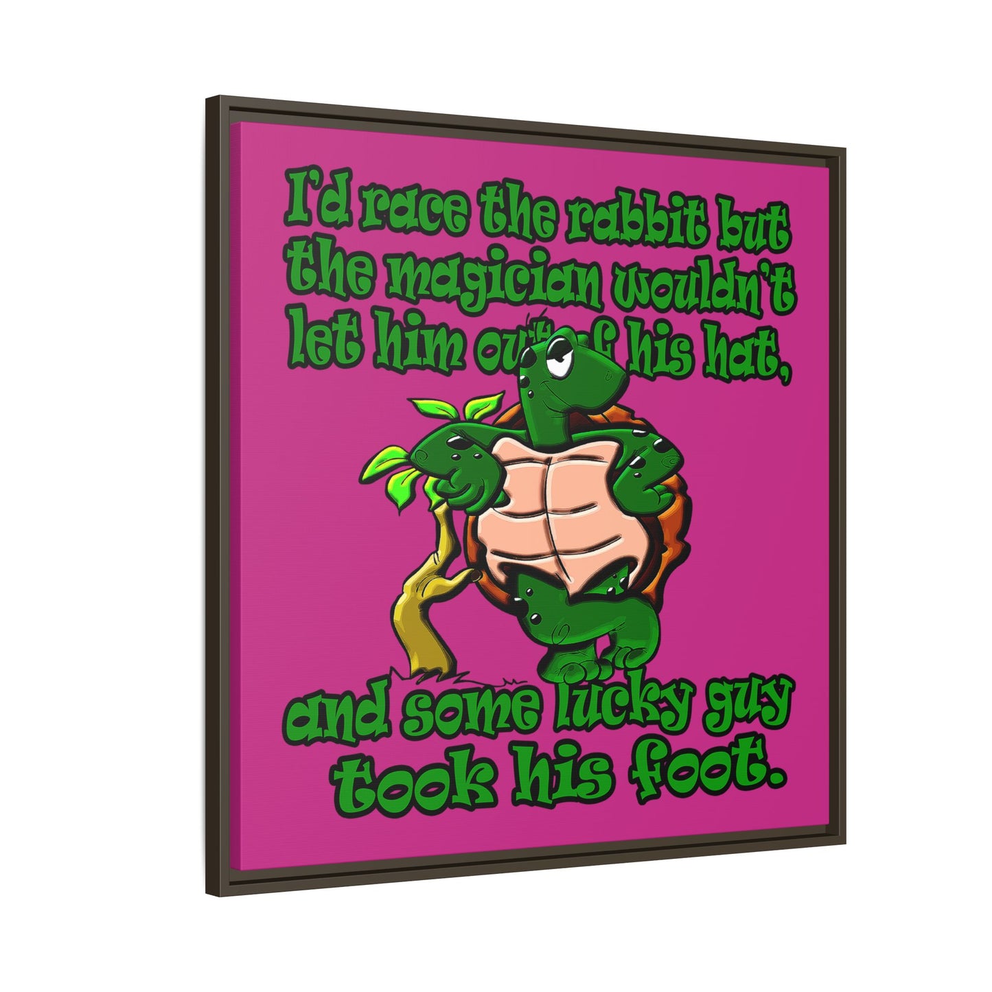 turtle race - framed canvas art (pink)