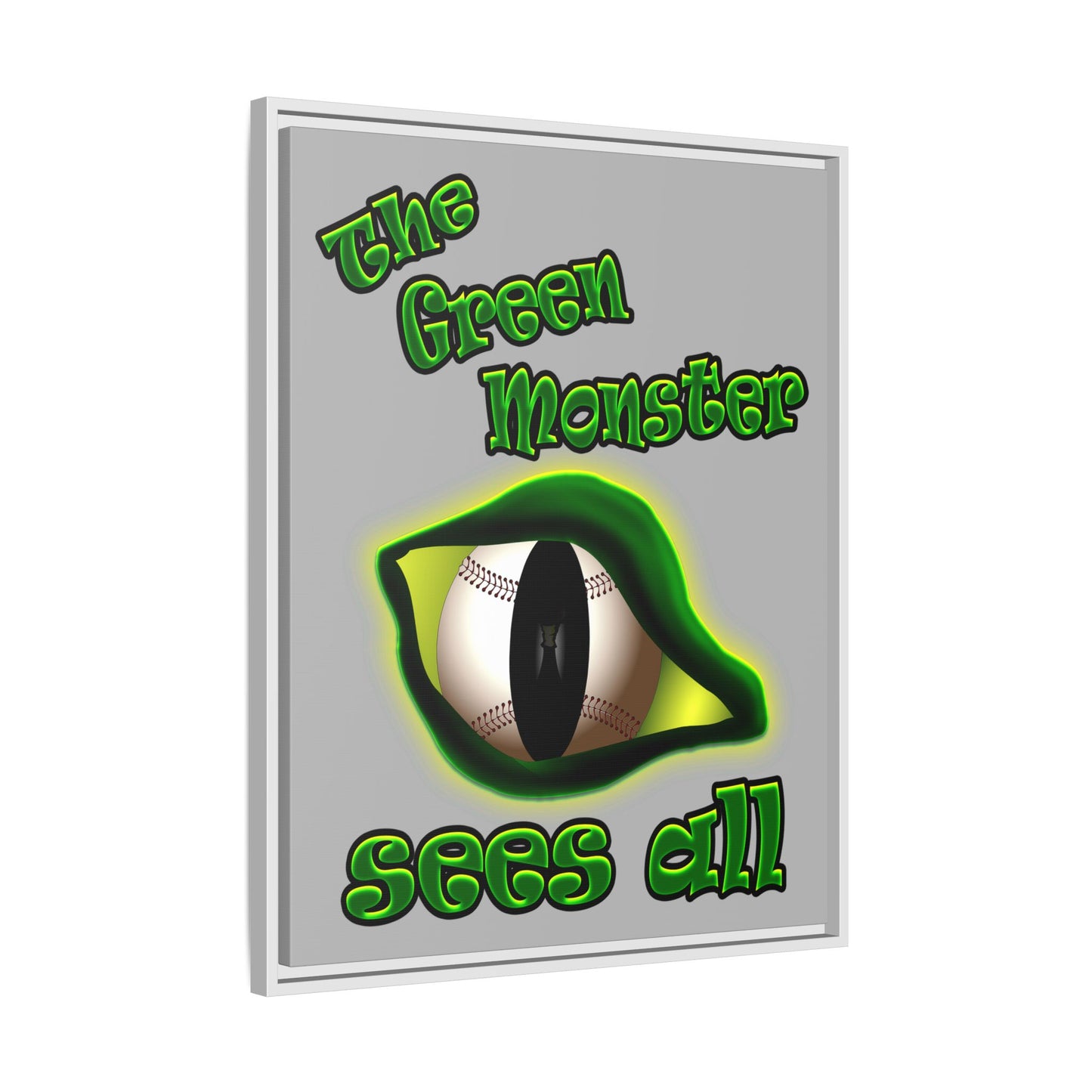 green monster - framed canvas art (light grey)