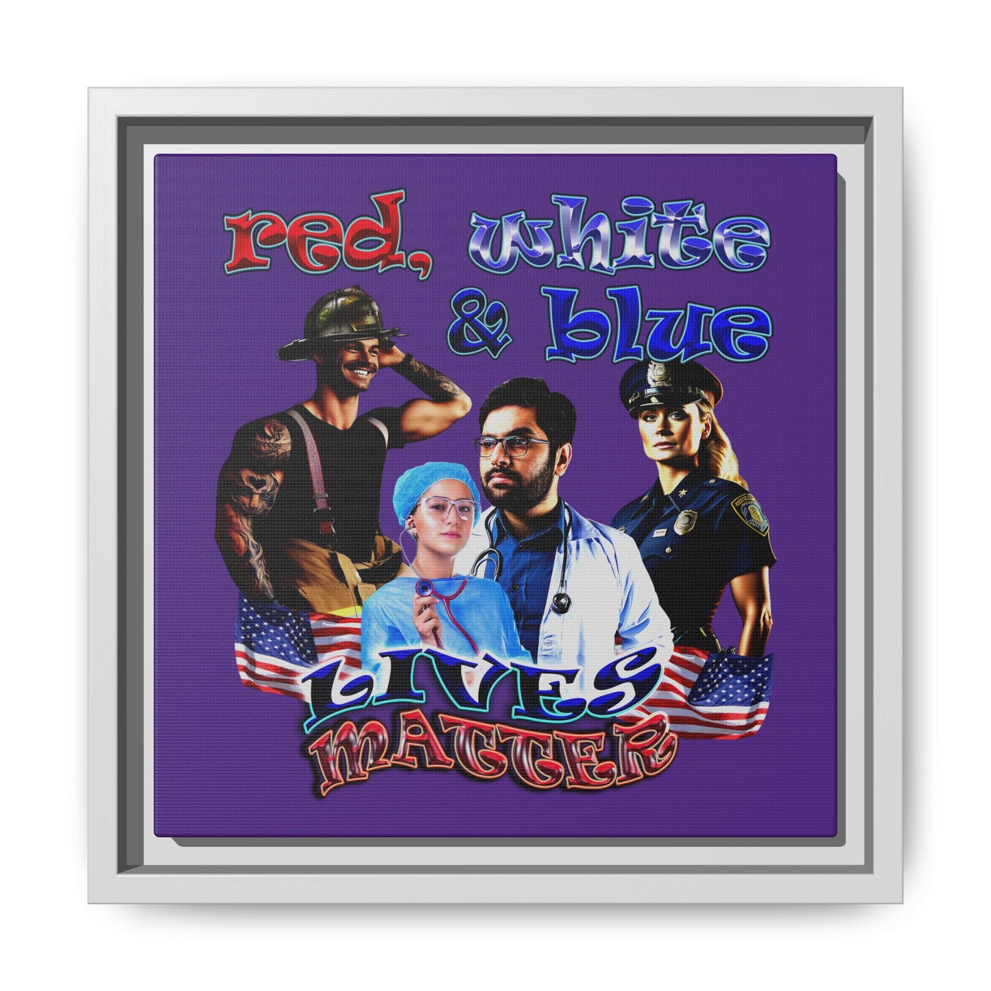 rw&b lives matter - framed canvas art (purple)