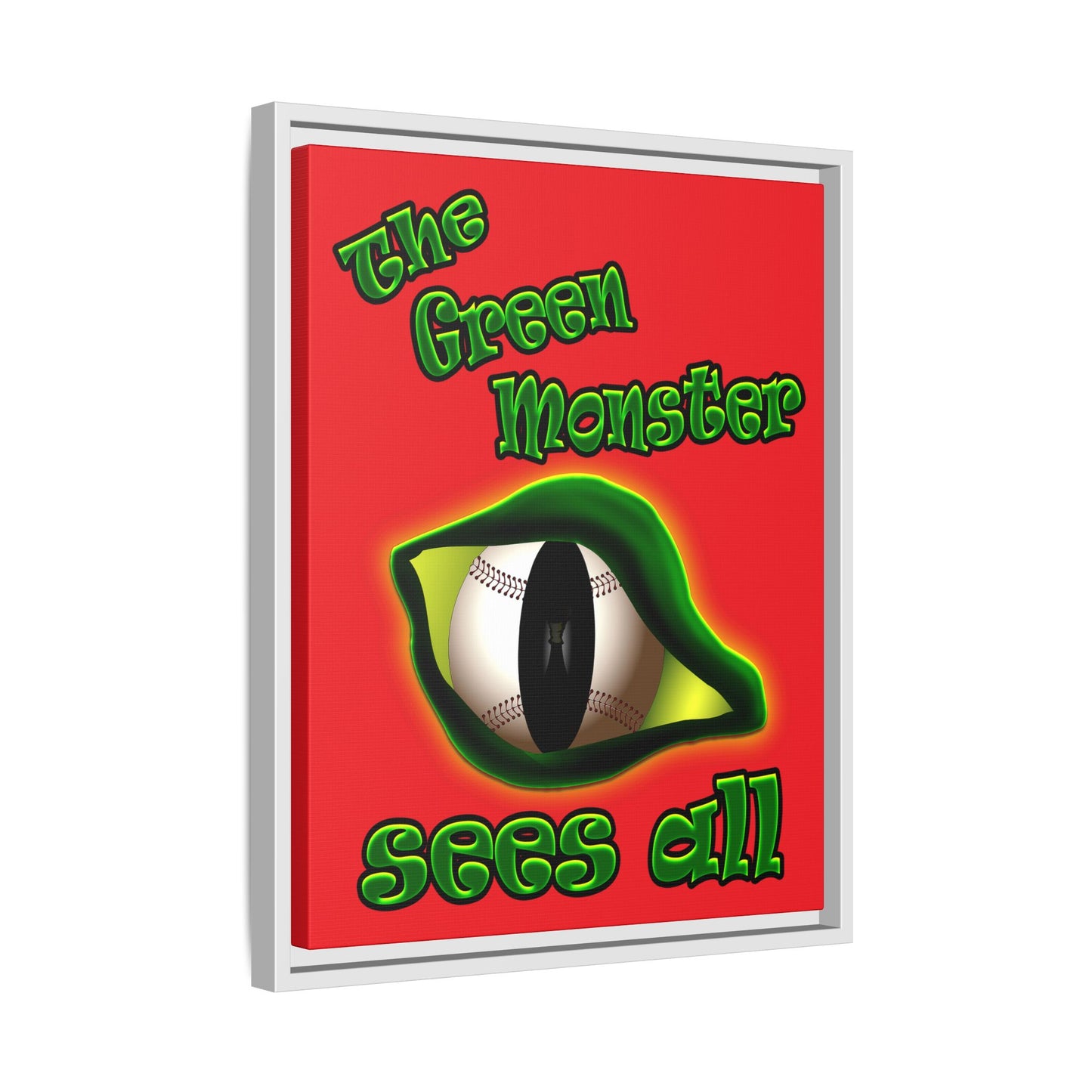 green monster - framed canvas art (red)