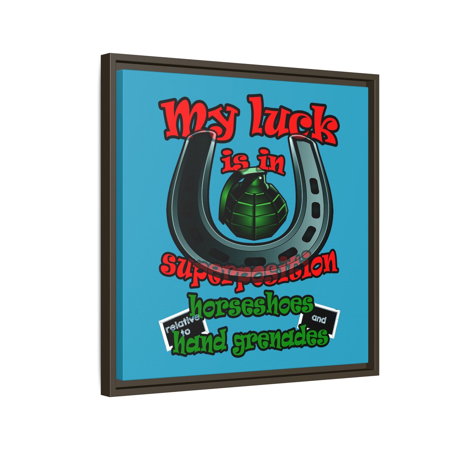 my luck - framed canvas art (turquoise)