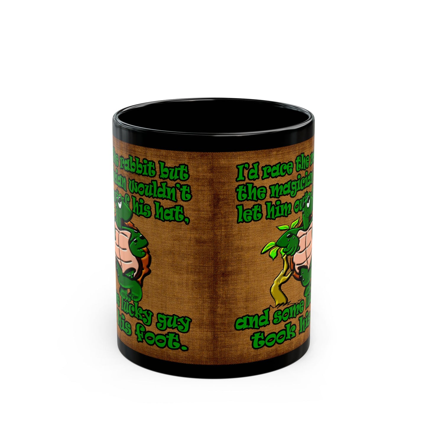 turtle race - Black Mug (brown papyrus)