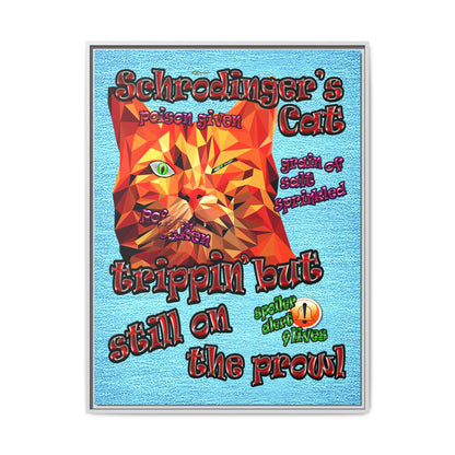 schrodinger's cat - framed canvas art (faded blue)