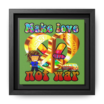 love peace - framed canvas art (green)