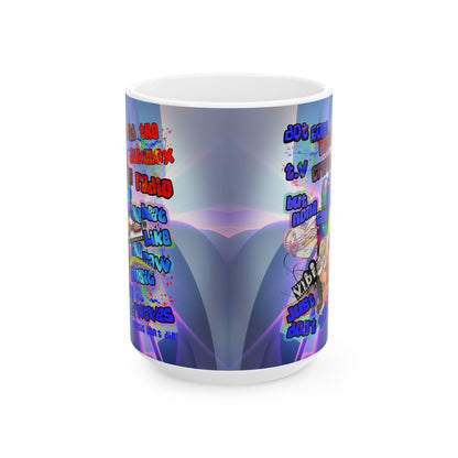 drop the beat - White Mug (grey-pink wave)
