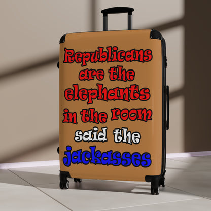 donkeys and elephants - Suitcase (light brown)
