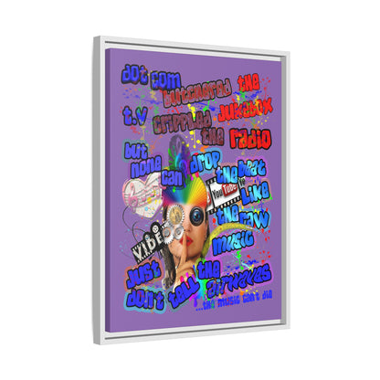 drop the beat - framed canvas art (light purple)