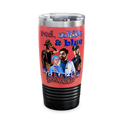 rw&b lives matter - Ringneck Tumbler, 20oz (yellow-orange wave)