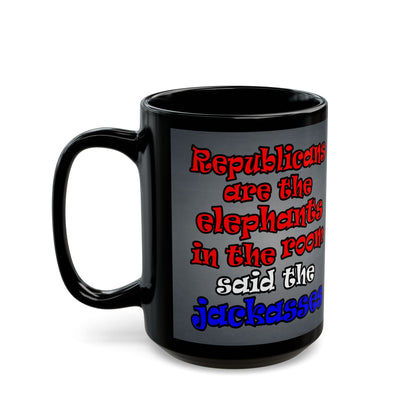 donkeys and elephants - Black Mug (grey-light grey)