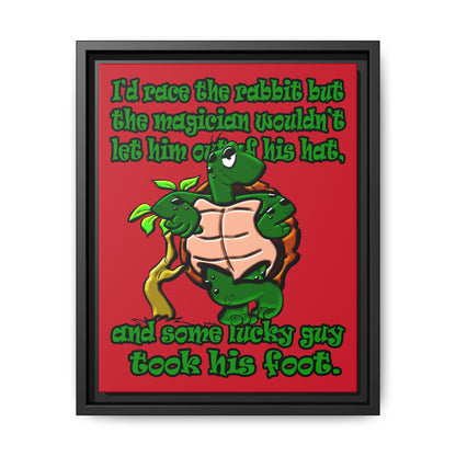 turtle race - framed canvas art (dark red)