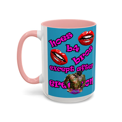 hoes b4 bros - Accent Mug (turquoise)