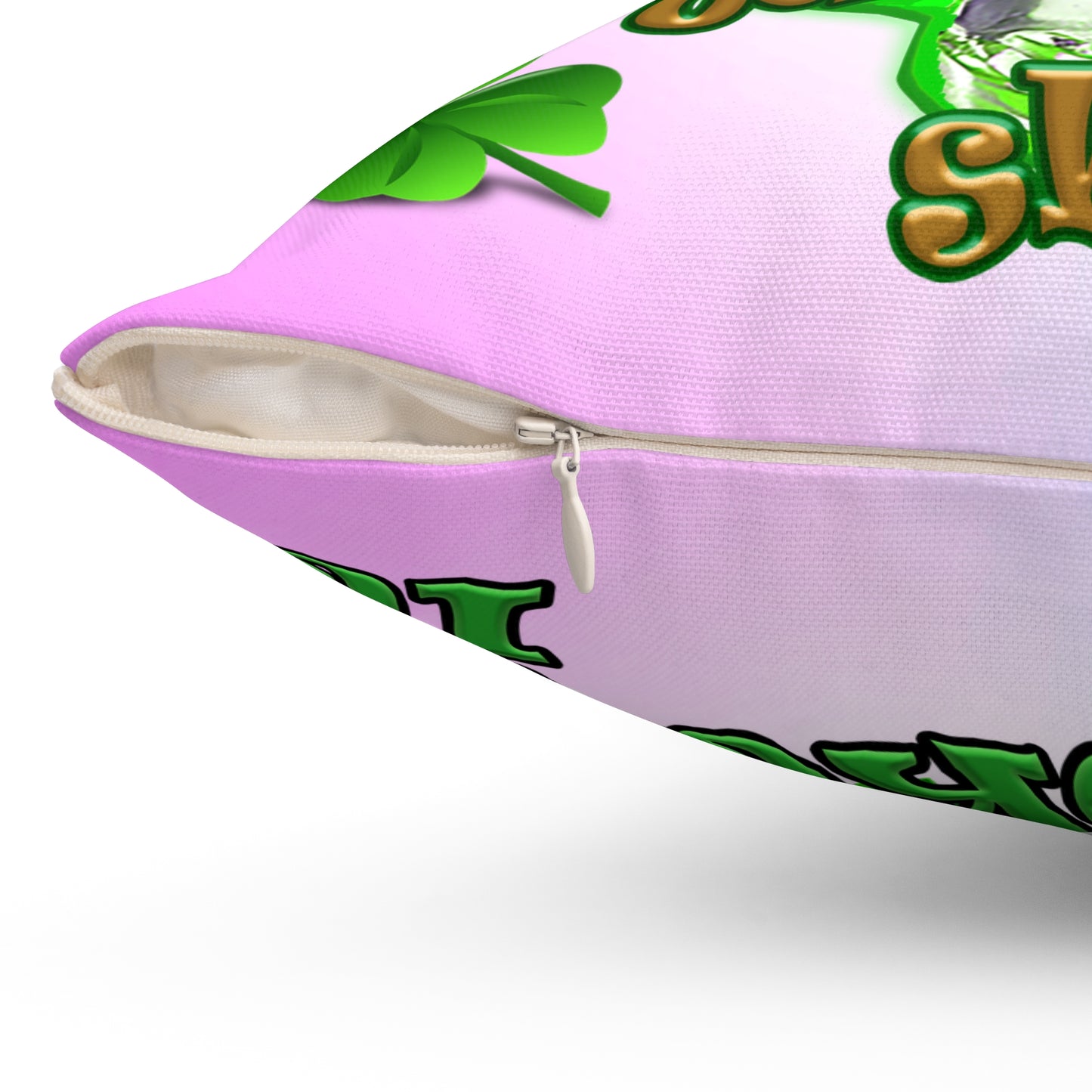 celtics logo - Spun Polyester Square Pillow - (light blue-pink wave)
