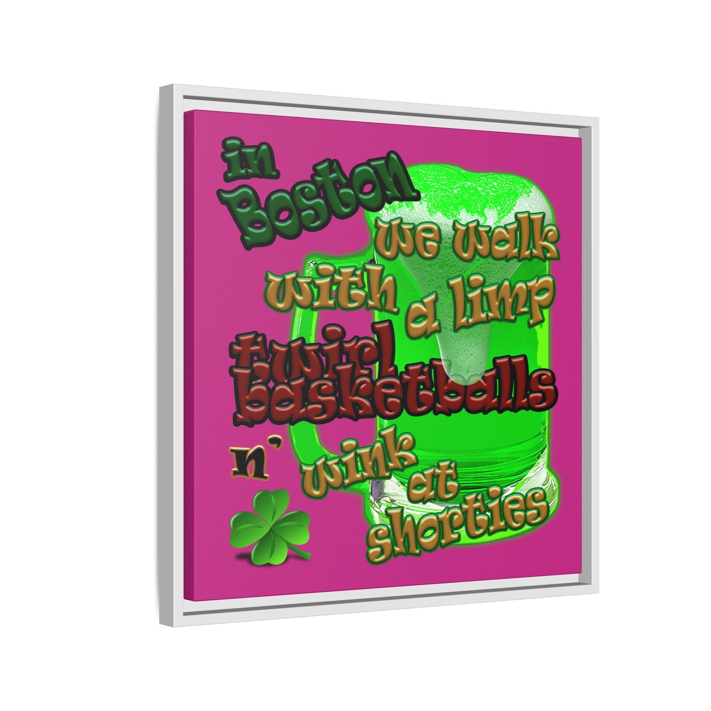 celtics logo - framed canvas art (pink)
