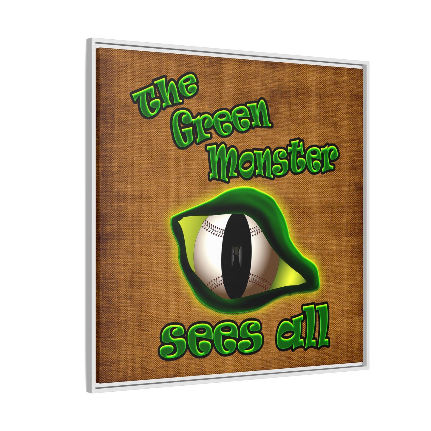 green monster - framed canvas art (brown papyrus)