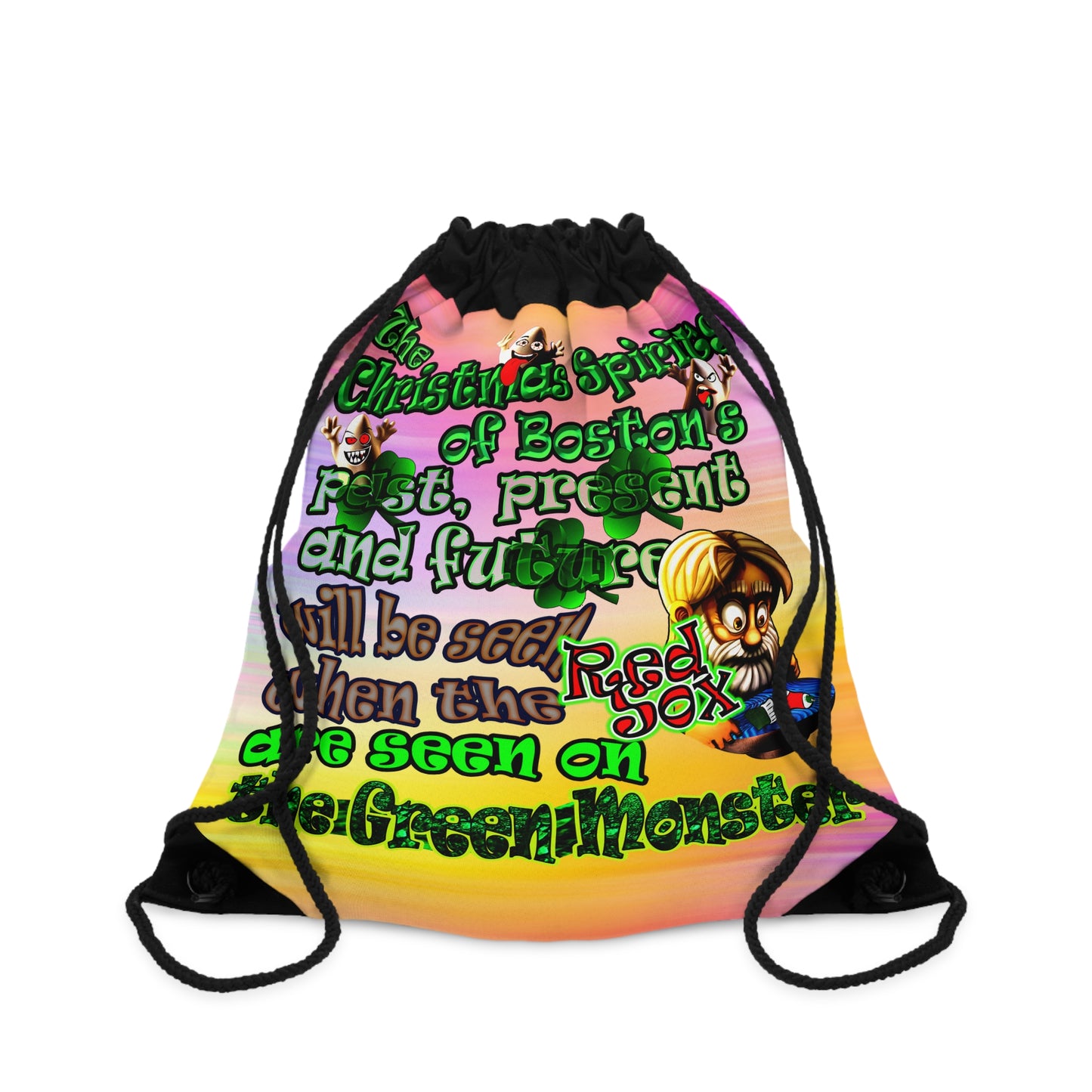 christmas spirits of boston - Drawstring Bag (color blur)