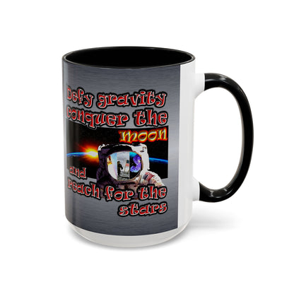 defy conquer reach - Accent Mug (brushed nickel)