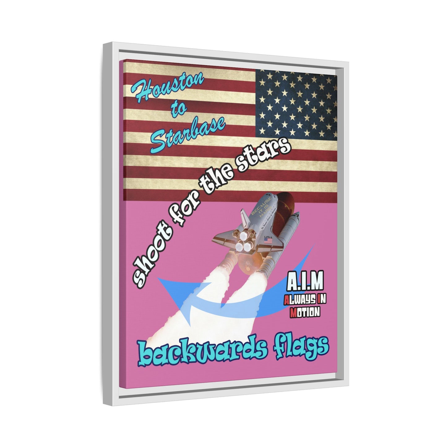 shoot for the stars - framed canvas art (light pink)