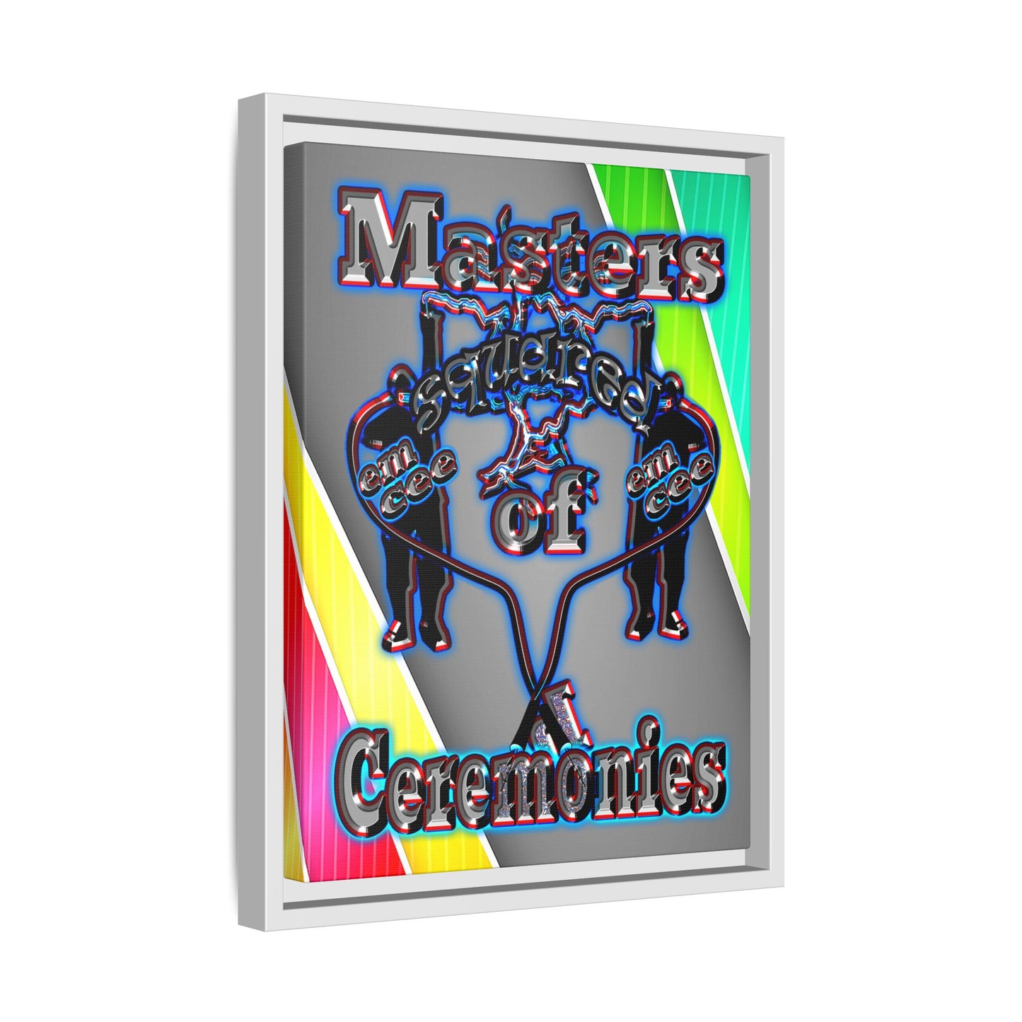 em cee squared - framed canvas art (rainbow split)