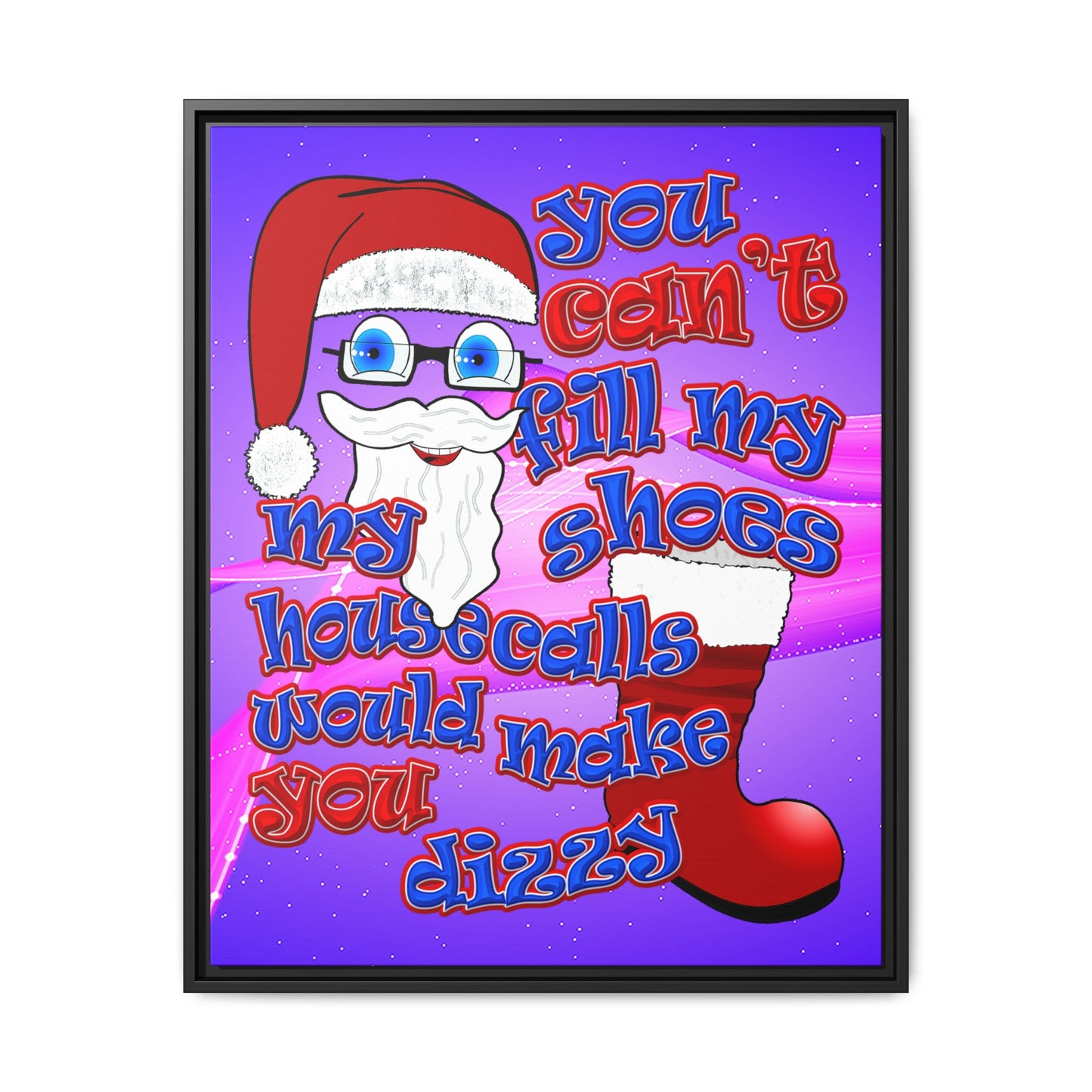santa's shoes - framed canvas art (purple-pink wave)