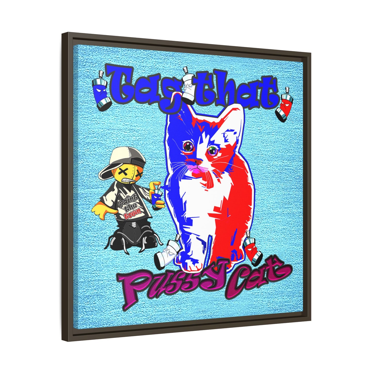 tag that - framed canvas art (faded blue)