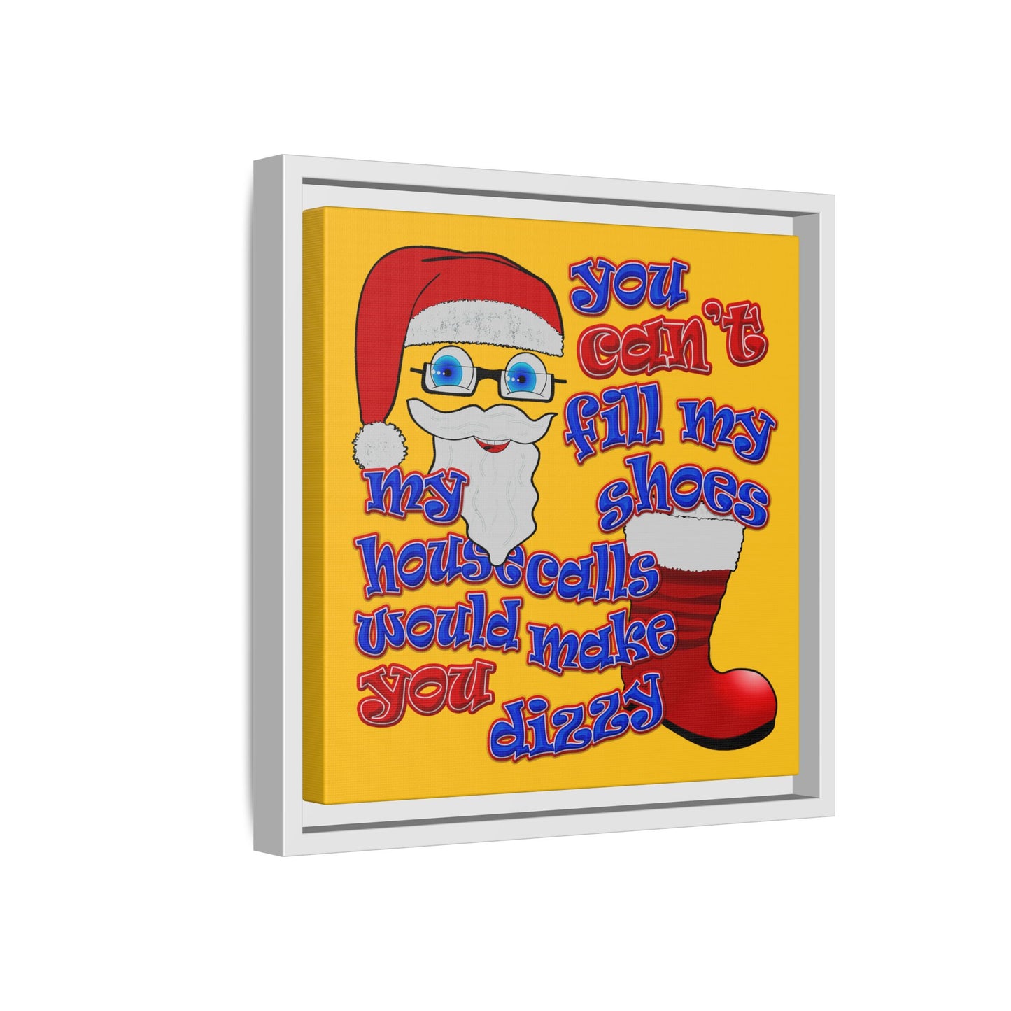 santa's shoes - framed canvas art (yellow)
