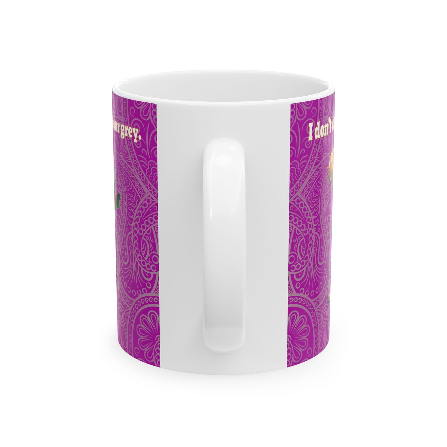 I don't care that your grey - White Mug (pink swirl)