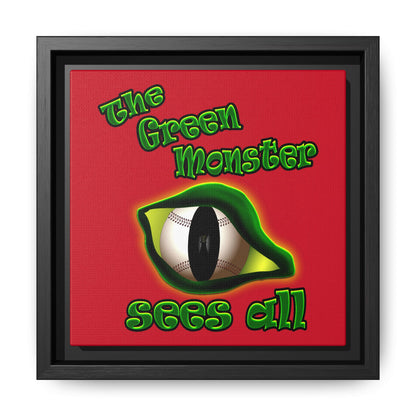 green monster - framed canvas art (dark red)