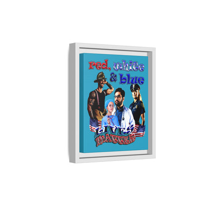rw&b lives matter - framed canvas art (turquoise)