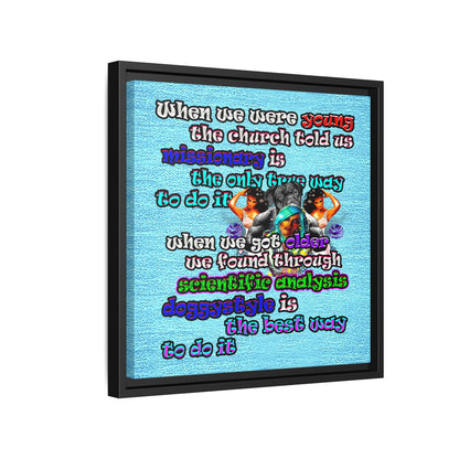 doggystyle - framed canvas art (faded blue)