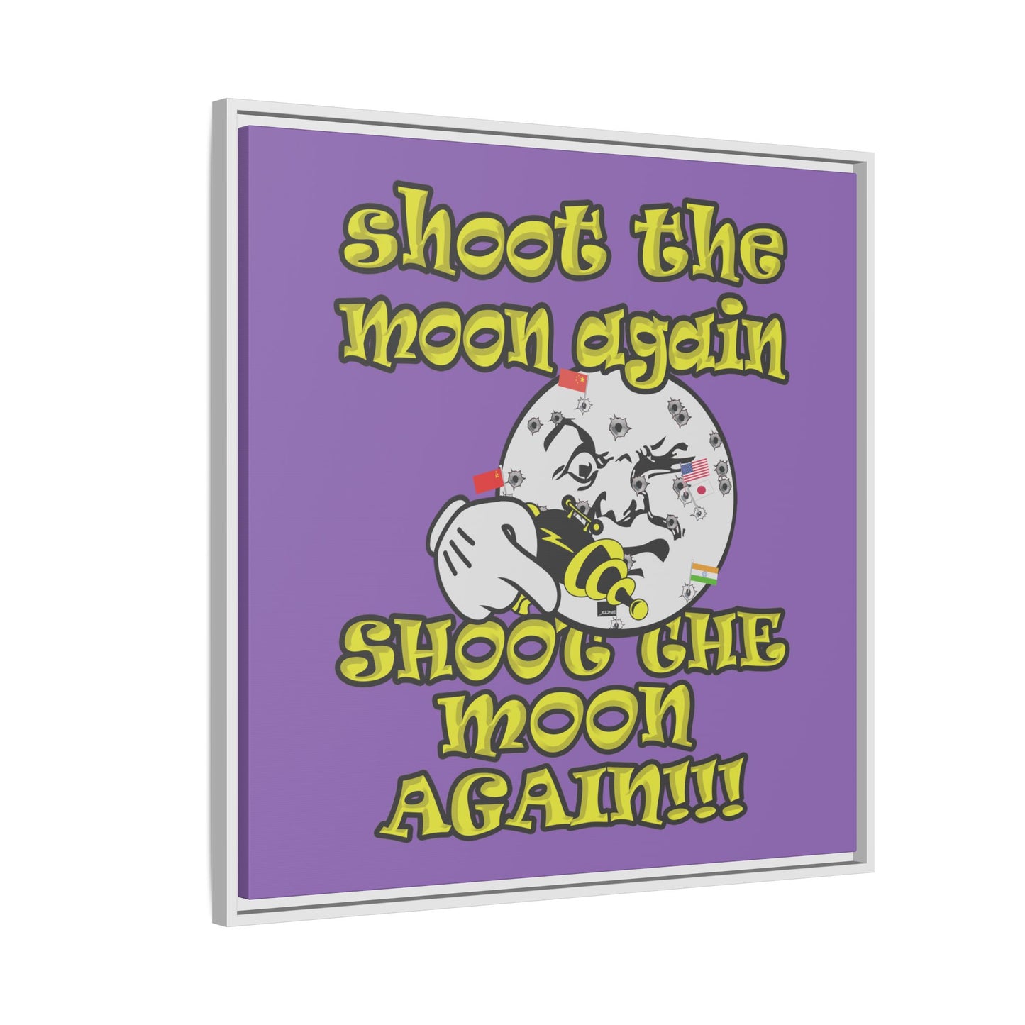 shoot the moon again - framed canvas art (light purple)