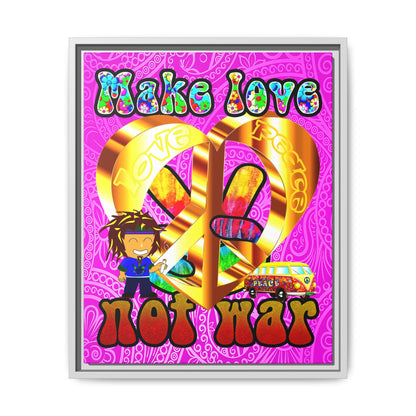 love peace - framed canvas art (pink swirl)