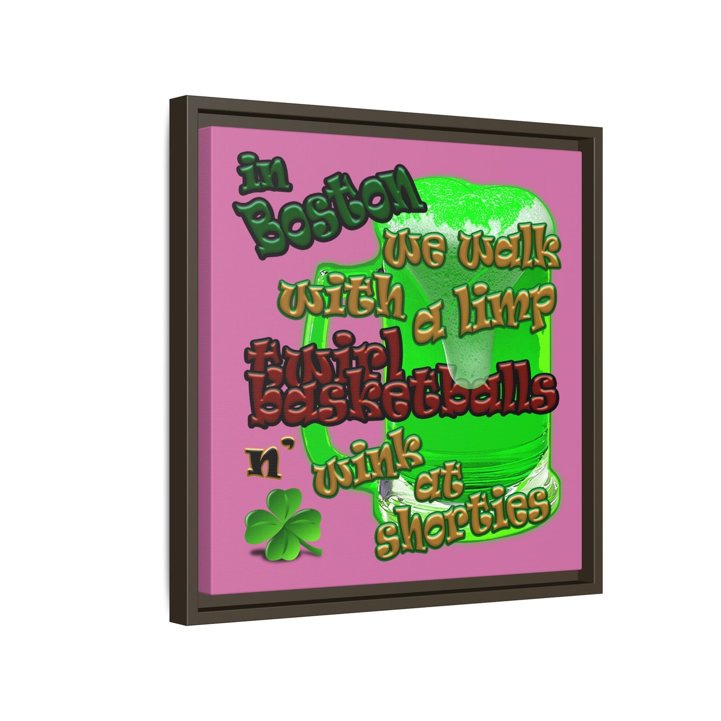celtics logo - framed canvas art (light pink)