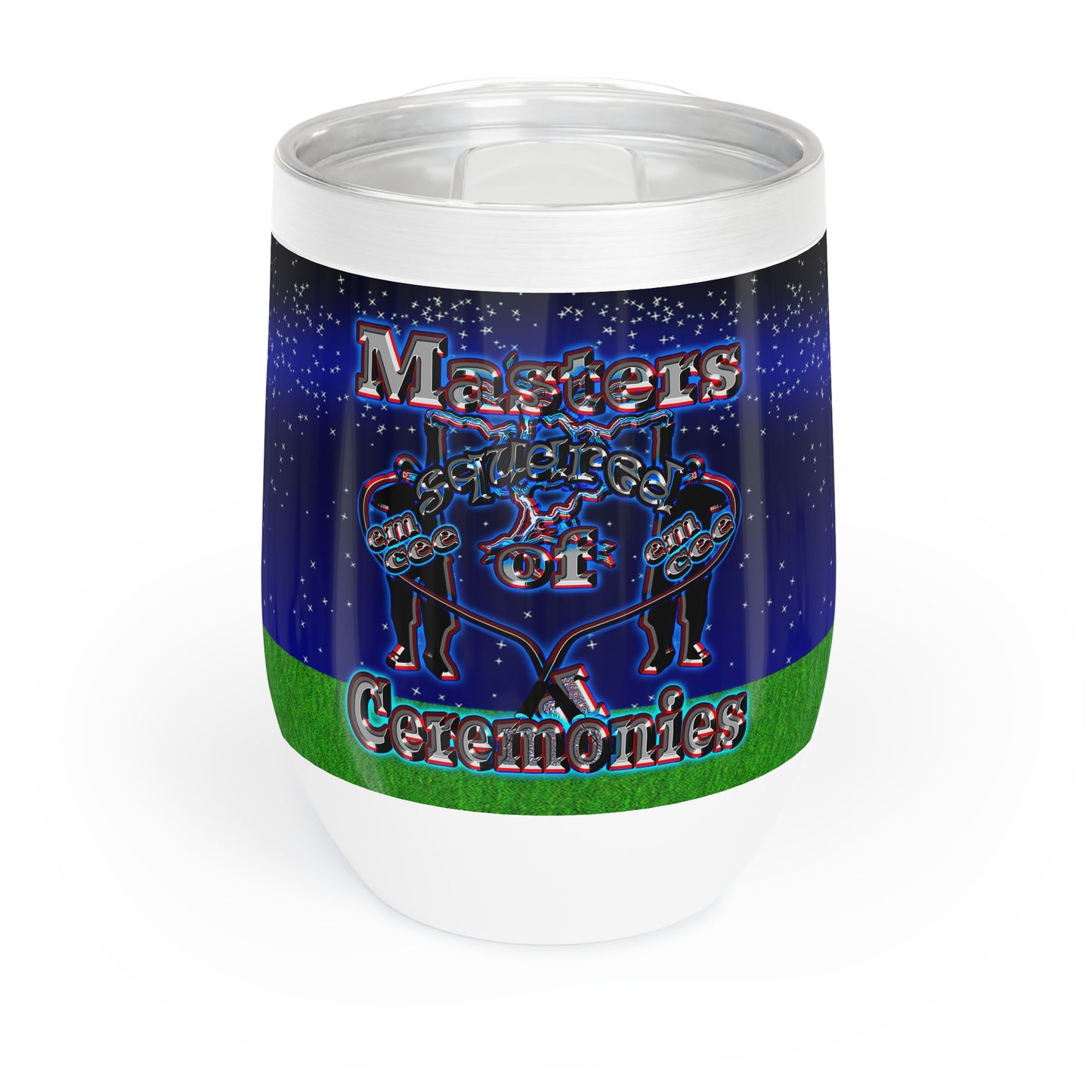 em cee squared - Chill Wine Tumbler ('snoops' background)