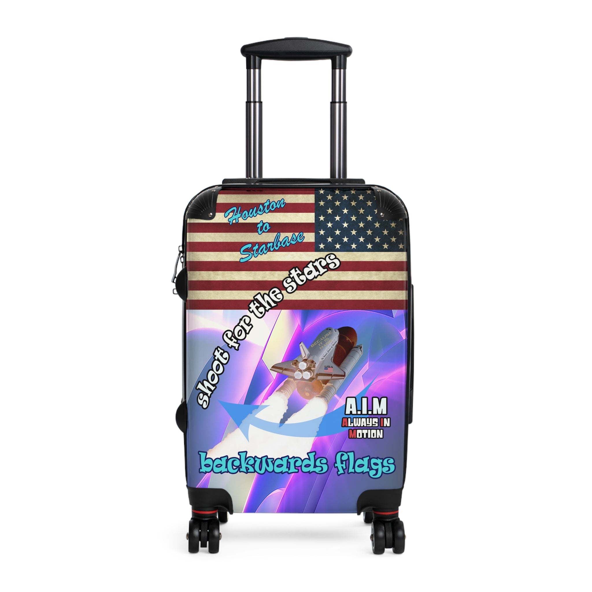 shoot for the stars - Suitcase (grey-pink wave)