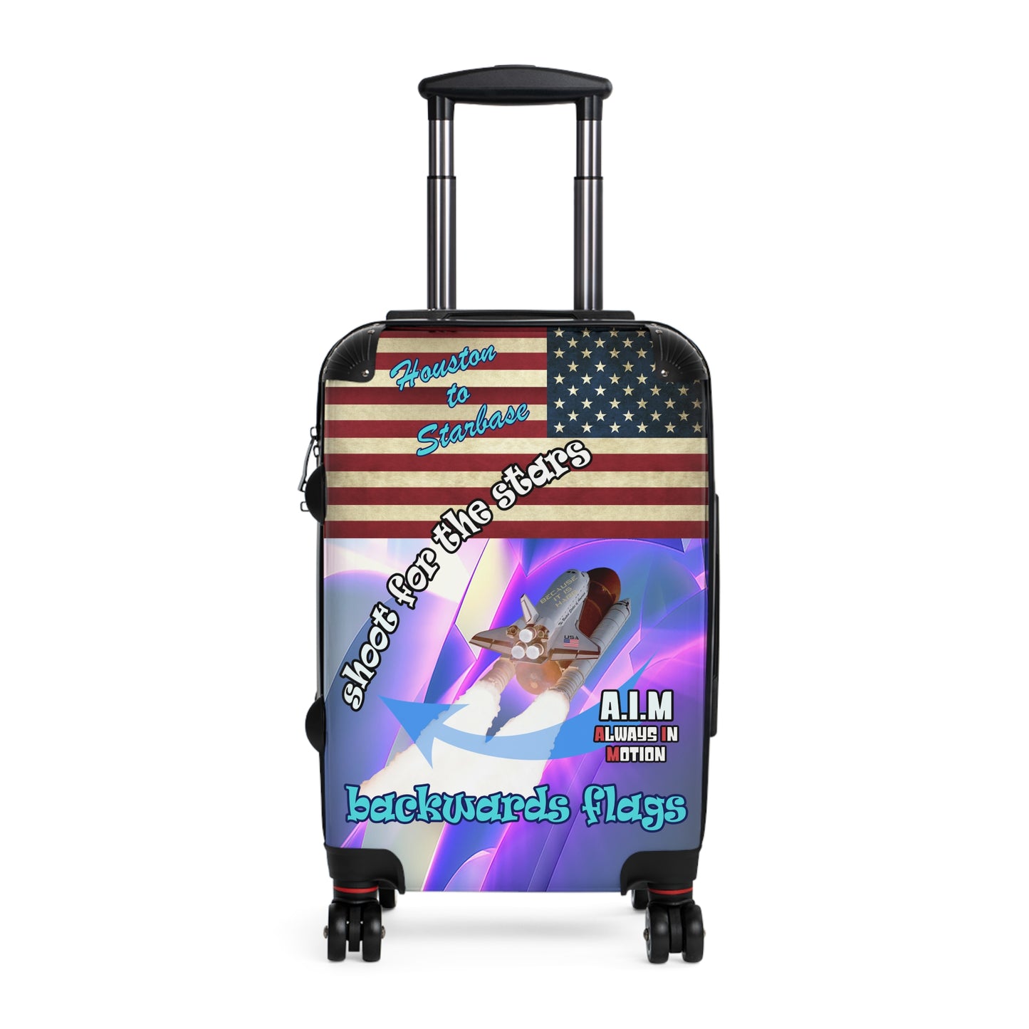 shoot for the stars - Suitcase (grey-pink wave)