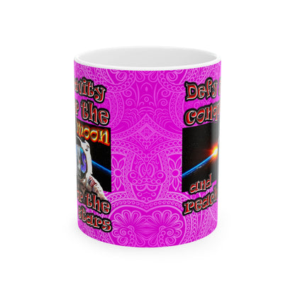 defy conquer reach - White Mug (pink swirl)