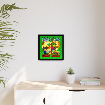 love peace - framed canvas art (logo green)
