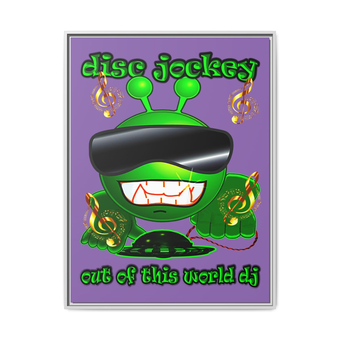 disc jockey - framed canvas art (light purple)
