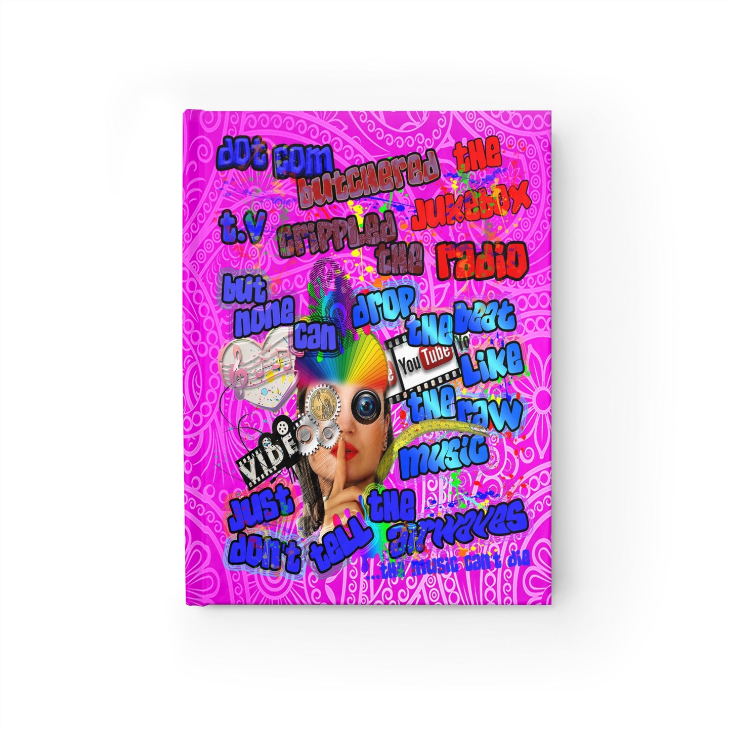 drop the beat - journal-lined (pink swirl)