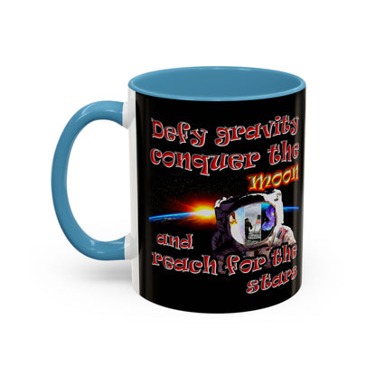 defy conquer reach - Accent Mug (black)