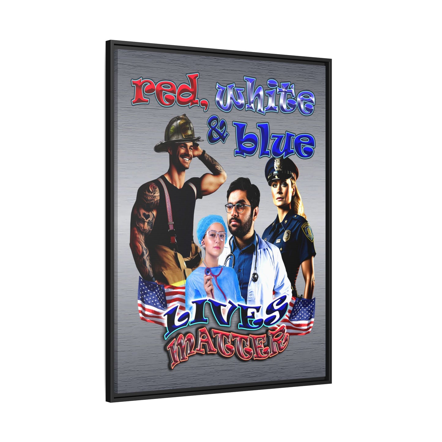 rw&b lives matter - framed canvas art (brushed nickel)